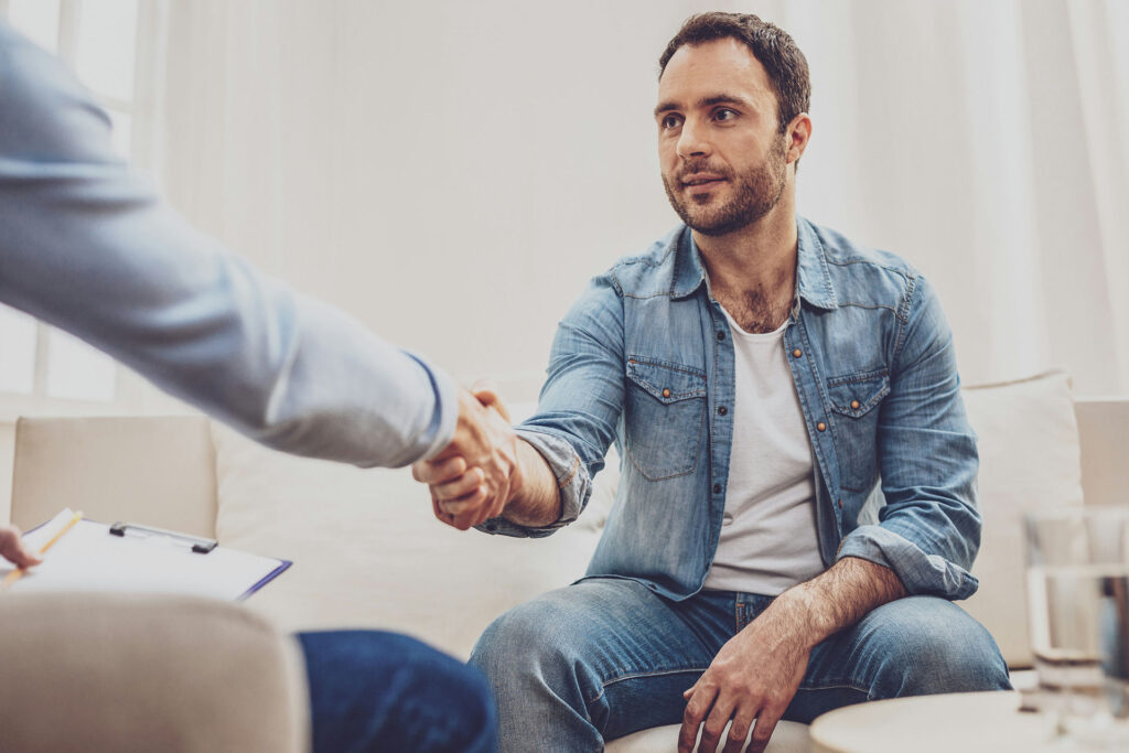 Therapist helping a client determine the right level of care for addiction or mental health treatment.