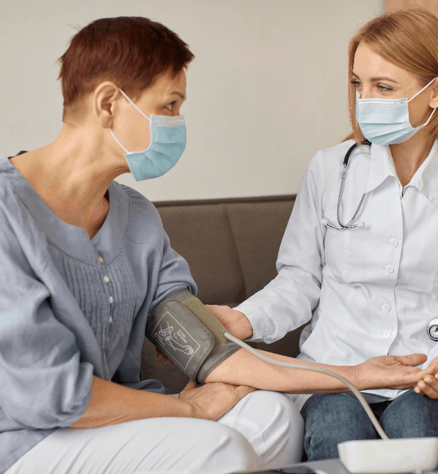 Woman being assisted in rehab programs in Burlington, New Jersey.