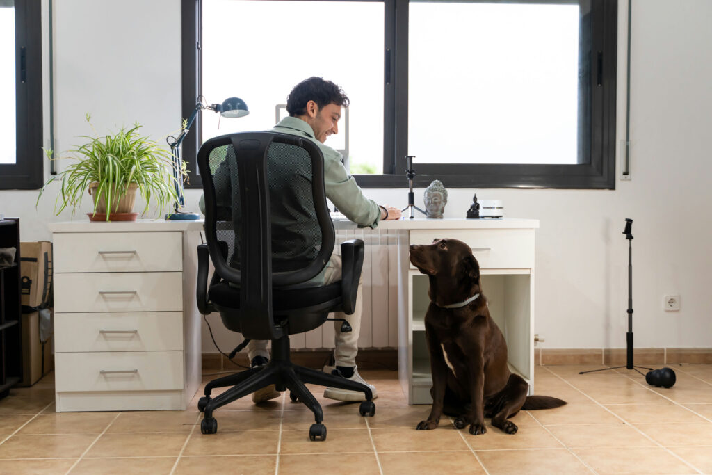 Professional working from home while balancing addiction recovery and daily responsibilities